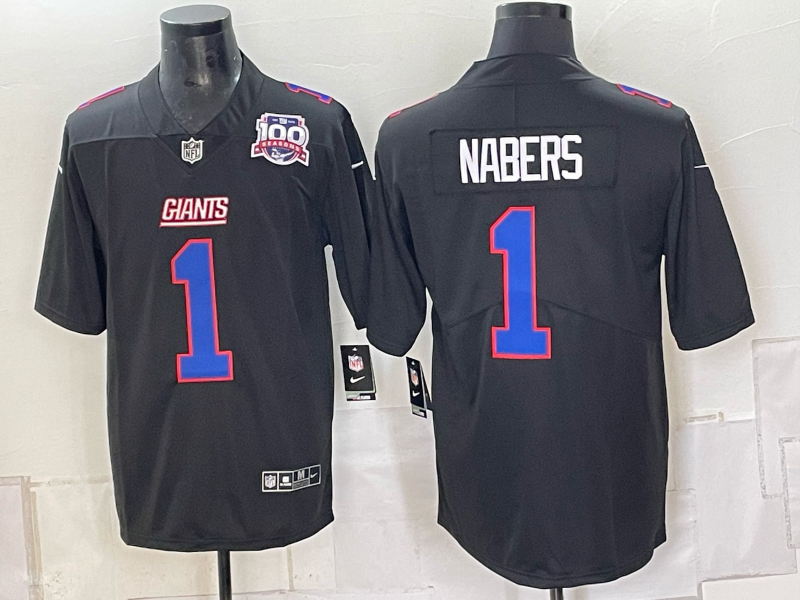 Men New York Giants #1 Nabers black Nike 2026 NFL Game Jersey 0931003